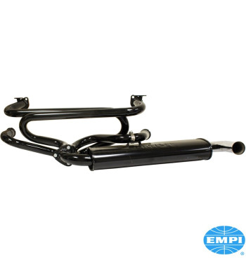 Exhaust system, Empi Premium, Single Quiet, with one tail pipe. Including gaskets, stainless steel bolts and copper nuts. Made o