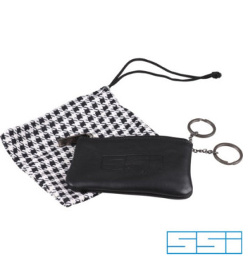 Etui na klucze SSI Classic, skóra, wnętrze z tkaniny w kratę