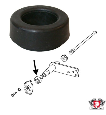 Bushing for spring plate, outer, left/right, rubber