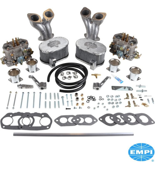 Deluxe dual carburettor kit, dual D, 40 mm, to 2180 cc, with manifolds and air cleaners Deluxe dual carburettor kit, dual D, 40 mm, to 2180 cc, with manifolds and air cleaners