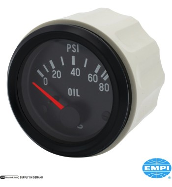 Wskaźnik ciśnienia oleju, 0-80 PSI, czarna powierzchnia, VDO
