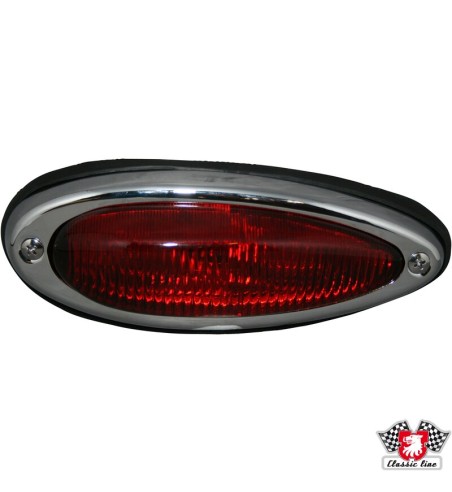 Tail light with red glass and rubber seal, left, without E-mark