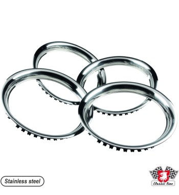 Wheel beauty rings, 15", "Classic", polished stainless steel, 4 pieces