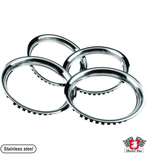 Wheel beauty rings, 15", "Classic", polished stainless steel, 4 pieces Wheel beauty rings, 15", "Classic", polished stainless steel, 4 pieces
