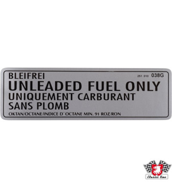 Sticker, "Unleaded fuel only"