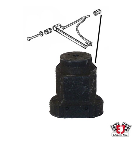 Rubber mount for wishbone, front, rear