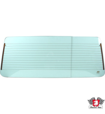 Rear window glass with heating, green, E-marked
