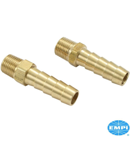 Fitting set for fuel pressure regulator, 1/8" NPT x 5/16" barb, for Empi Nr. 00-9102-0, 2 pieces Fitting set for fuel pressure regulator, 1/8" NPT x 5/16" barb, for Empi Nr. 00-9102-0, 2 pieces