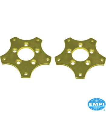 Wheel adapter set, VW 5 lug wheel to 5x130, 14x1.5 mm, 9.5 mm thick, steel, 2 pieces