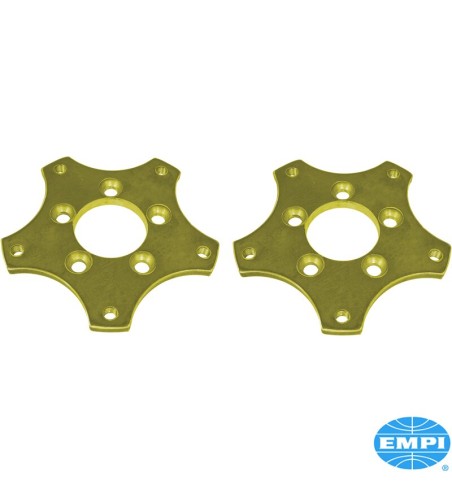 Wheel adapter set, VW 5 lug wheel to 5x130, 14x1.5 mm, 9.5 mm thick, steel, 2 pieces