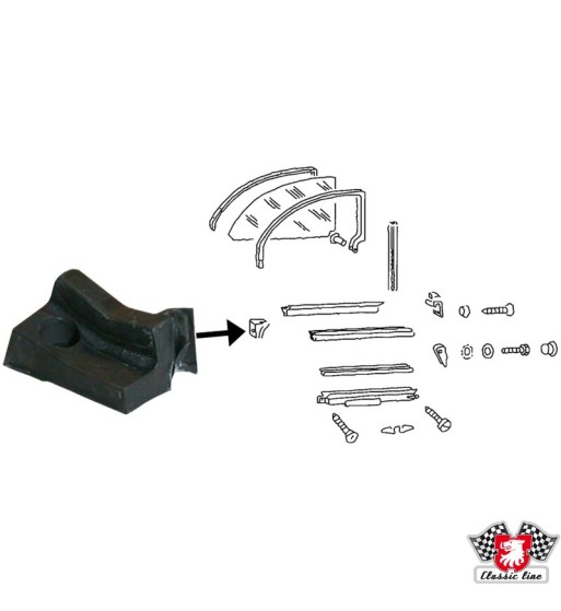 Side window rubber stop, rear, right Side window rubber stop, rear, right