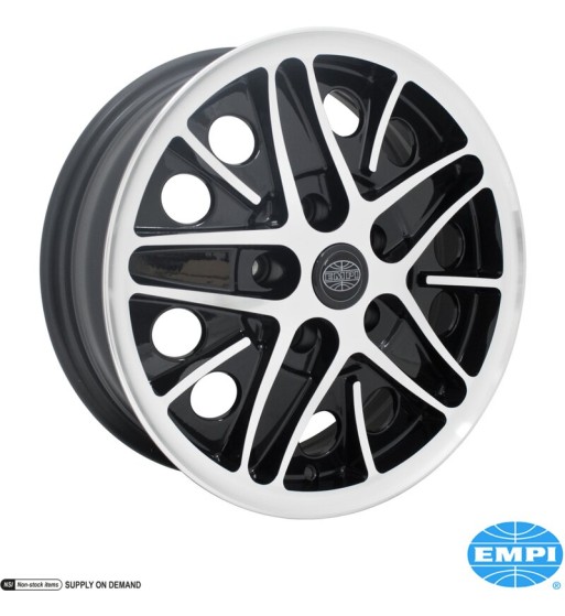 Alu wheel, Cosmo, gloss black with polished lip and face, 5.5x15", 5x112, 4" back spacing Alu wheel, Cosmo, gloss black with polished lip and face, 5.5x15", 5x112, 4" back spacing