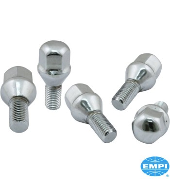 Zestaw śrub do kół, gniazdo 60°, chromowany, 12 mm z łbem 19 mm, do kół EMPI 5x205, 5 sztuk