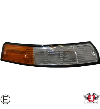 Lens for indicator with black rim, front, US version, clear/orange, right, with E-mark
