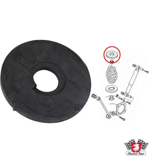 Spring isolating pad, black rubber, rear, upper Spring isolating pad, black rubber, rear, upper