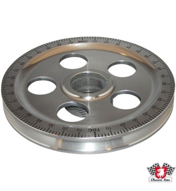 Standard size degree crankshaft pulley with timing marks, black numbers
