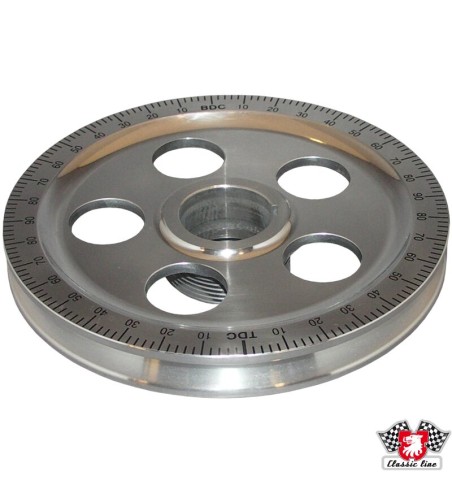 Standard size degree crankshaft pulley with timing marks, black numbers