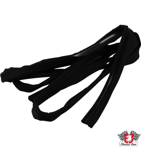 Door seal in fabric with plastic edge black