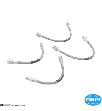 Brake line kit, braided stainless steel, 4 pieces