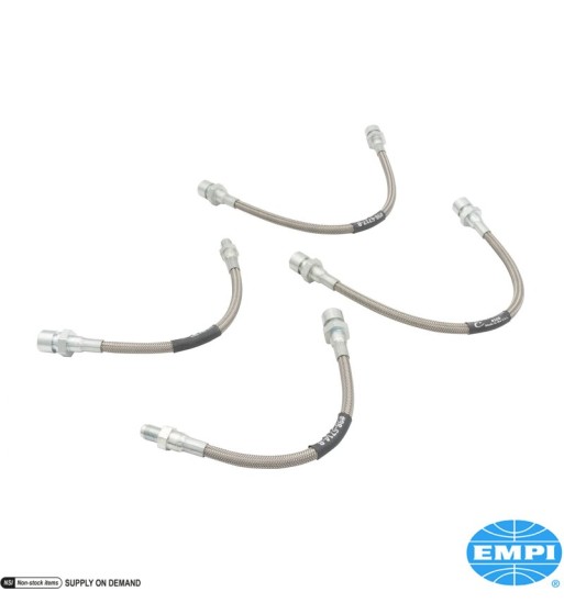 Brake line kit, braided stainless steel, 4 pieces Brake line kit, braided stainless steel, 4 pieces