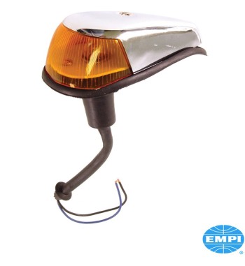 Indicator, front, wing mounted, chrome/yellow, with gasket and socket, without E-mark, left/right