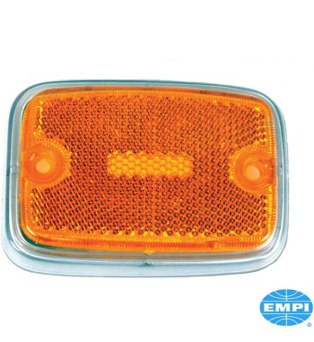 Side marker lamp lens with silver rim, front, yellow, without E-mark, left/right