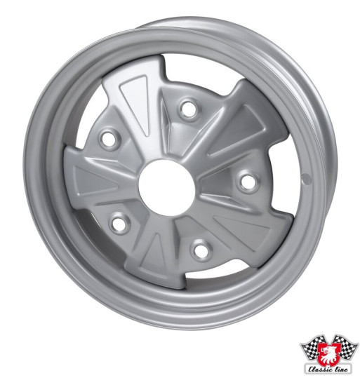 Steel rim, painted, silver, "Fumagalli", 4,5x15, 5 holes, 5x205, ET43 Steel rim, painted, silver, "Fumagalli", 4,5x15, 5 holes, 5x205, ET43