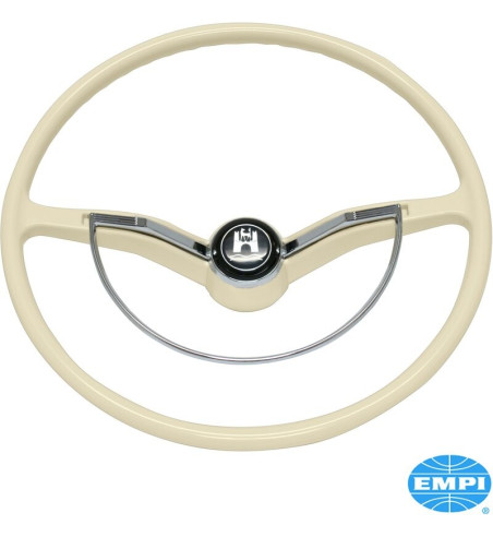 Steering wheel, complete with chrome horn ring, ivory, Ø400 mm
