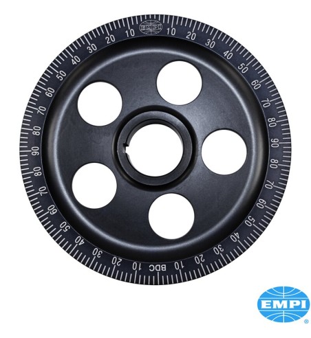 Pulley for crankshaft, black with laser engraved numbers, 12 V