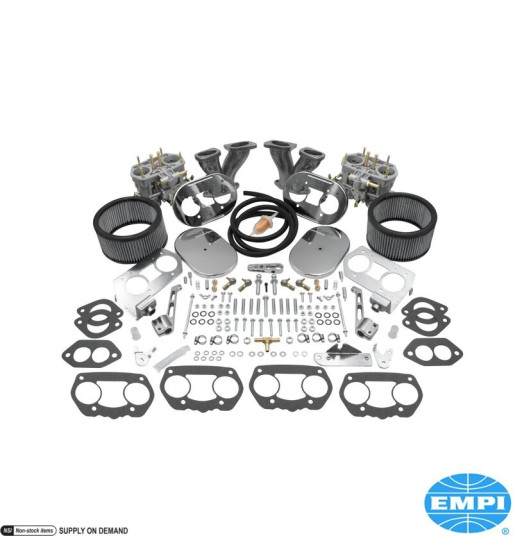 Zestaw Deluxe z podwójnym gaźnikiem, dwuportowy, Weber 40 IDF, z kolektorami i filtrami powietrza
Zestaw Deluxe z podwójnym gaźnikiem, dwuportowy, Weber 40 IDF, z kolektorami i filtrami powietrza