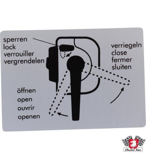 Sticker, "Open/Close/Lock", inner sliding door handle Sticker, "Open/Close/Lock", inner sliding door handle
