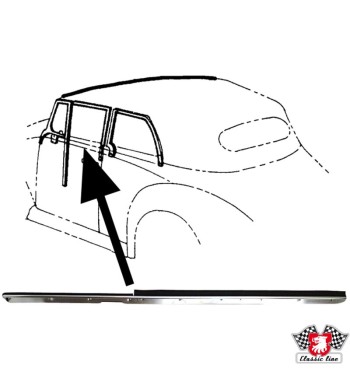 Door window scraper with aluminium trim, outer, left