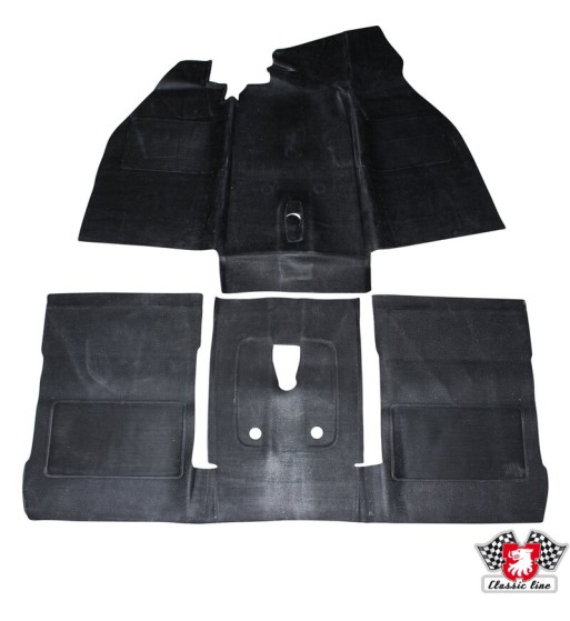 Floor mat set, front/rear, black, 2 pieces. Made of rubber Floor mat set, front/rear, black, 2 pieces. Made of rubber
